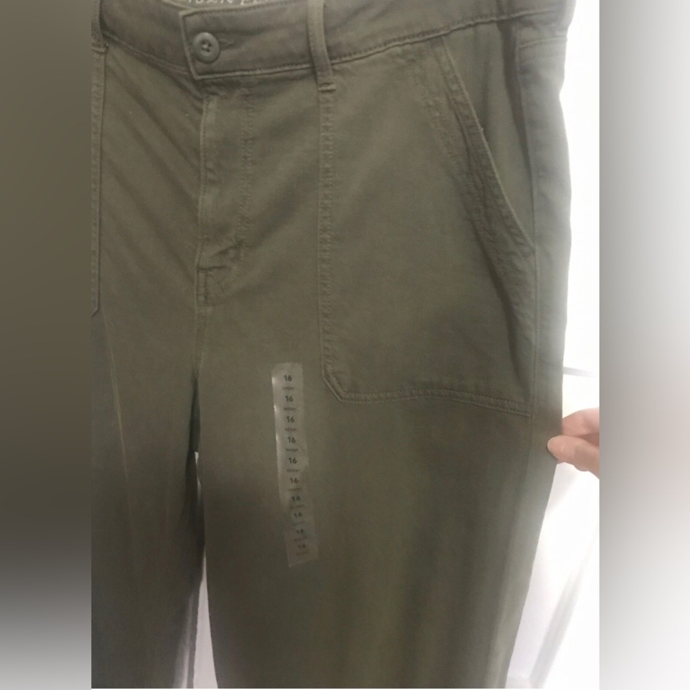 New American Eagle Super High Rise Baggy Wide Leg Jeans Olive Green 16 Short - Picture 4 of 7